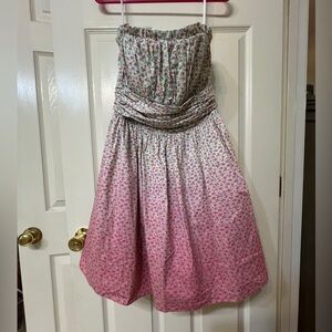 Betsey Johnson Pink Floral Ombre Strapless Dress M